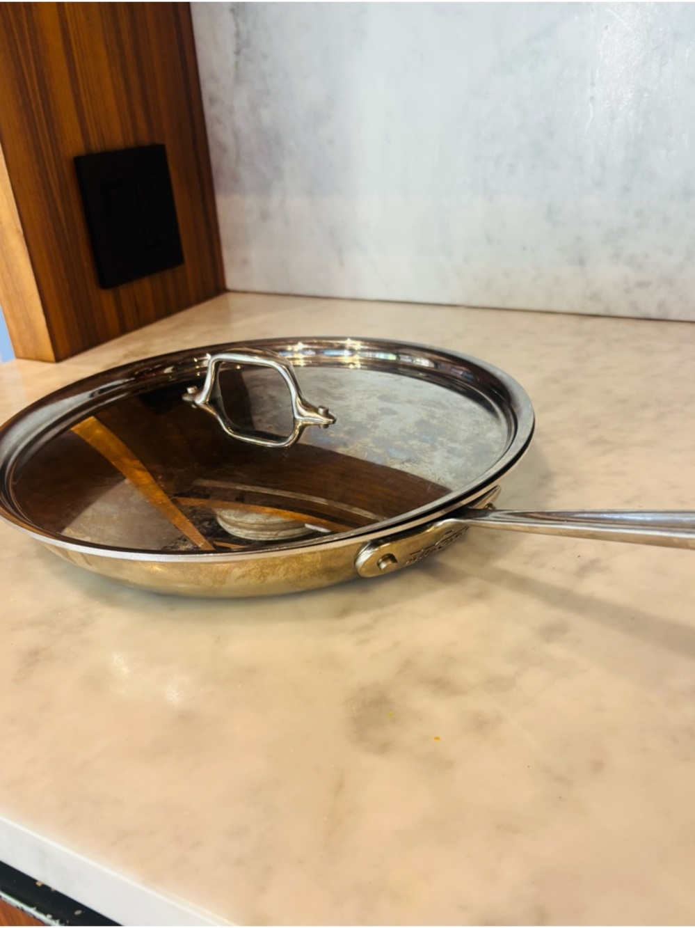 All clad 12” Stainless Steel Frying Pan with Lid - Silver